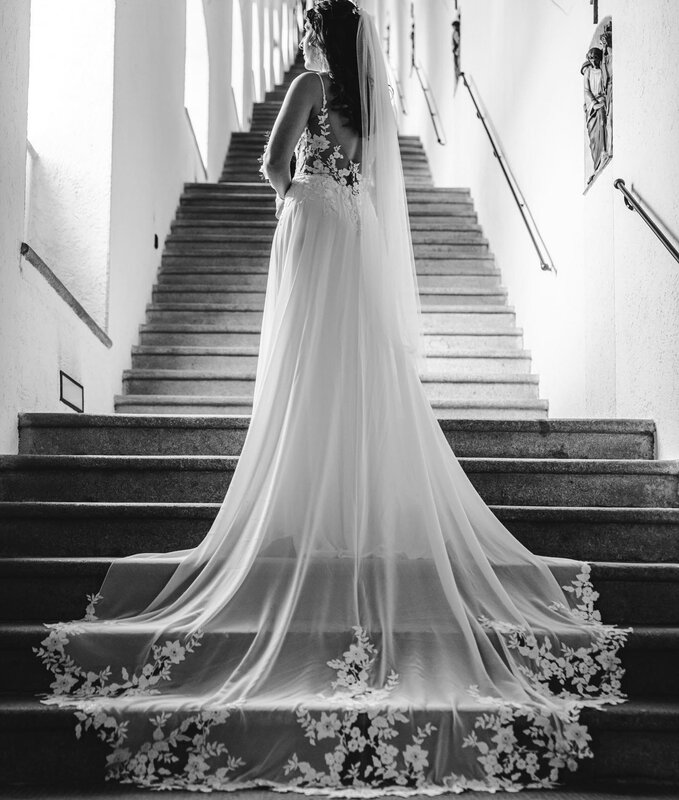 Gaun pengantin renda model A-line Spaghetti punggung Taman Negara ukuran Plus 2023 gaun pengantin gaun pengantin