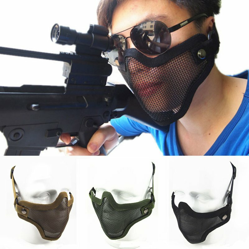 Máscara protectora de malla metálica para caza al aire libre, protector táctico de camuflaje, Airsoft, ejército, 4 colores, seguridad deportiva, paintball