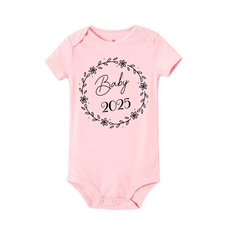 New Years Day&Baby 2025 Print Babys Romper Short Sleeve Round Neck Infant Bodysuit Casual Fashion Comfy Jumpsuit Best Gifts