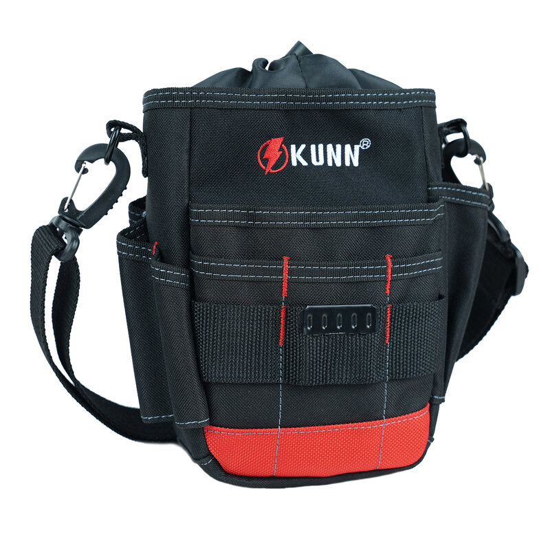 KUNN-Bolsa de herramientas pequeña para electricista, cinturón de herramientas con cremallera, cierre de cordón superior compacto