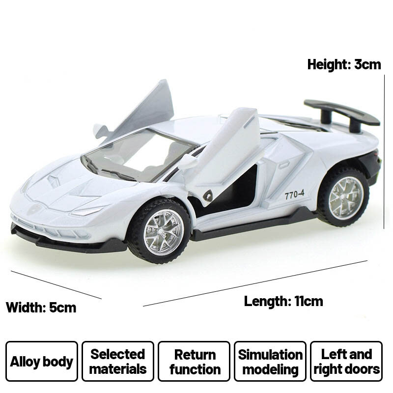 Brinquedo modelo de carro de liga mini para crianças, carro simulado com porta aberta, puxe ornamentos de veículos off-road