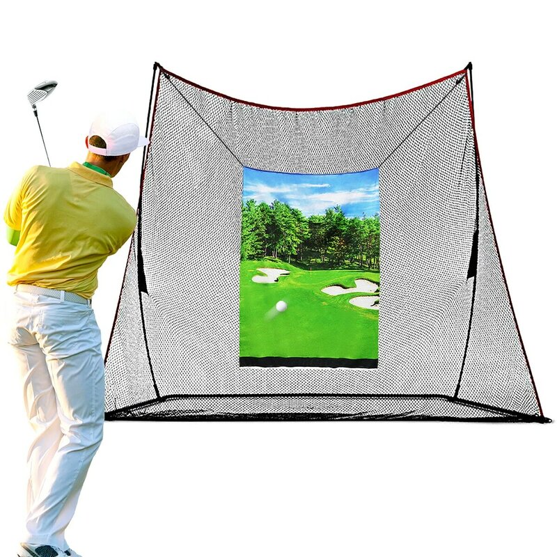 Jaring Golf 2M dengan Target dan tas jinjing, jaring Chipping Golf untuk berkendara di halaman belakang, penggunaan dalam ruangan dan luar ruangan