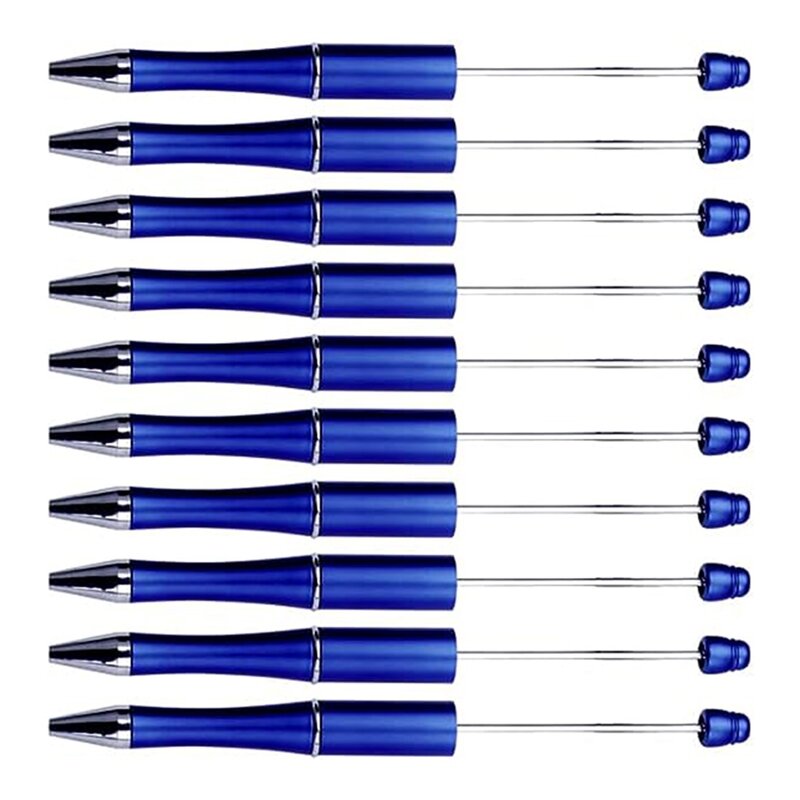 20 buah DIY manik-manik pena berputar plastik manik-manik pulpen poros untuk DIY pena perlengkapan dekorasi kantor sekolah tahan lama (biru)