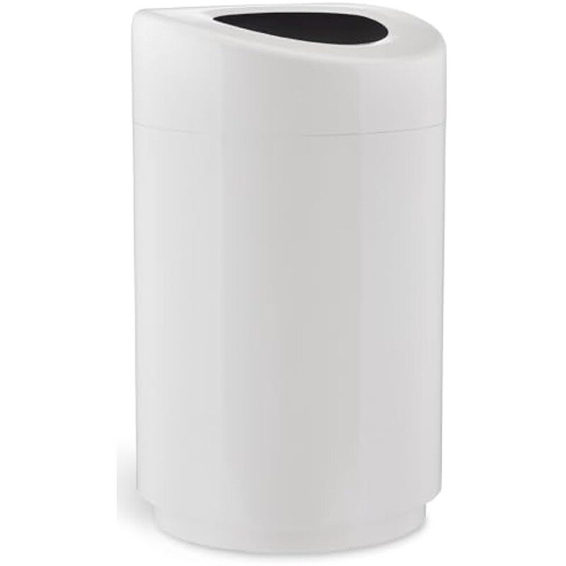 Safco-cubo de basura moderno con tapa abierta, acero inoxidable duradero y resistente a los pinchazos, 30 galones, blanco