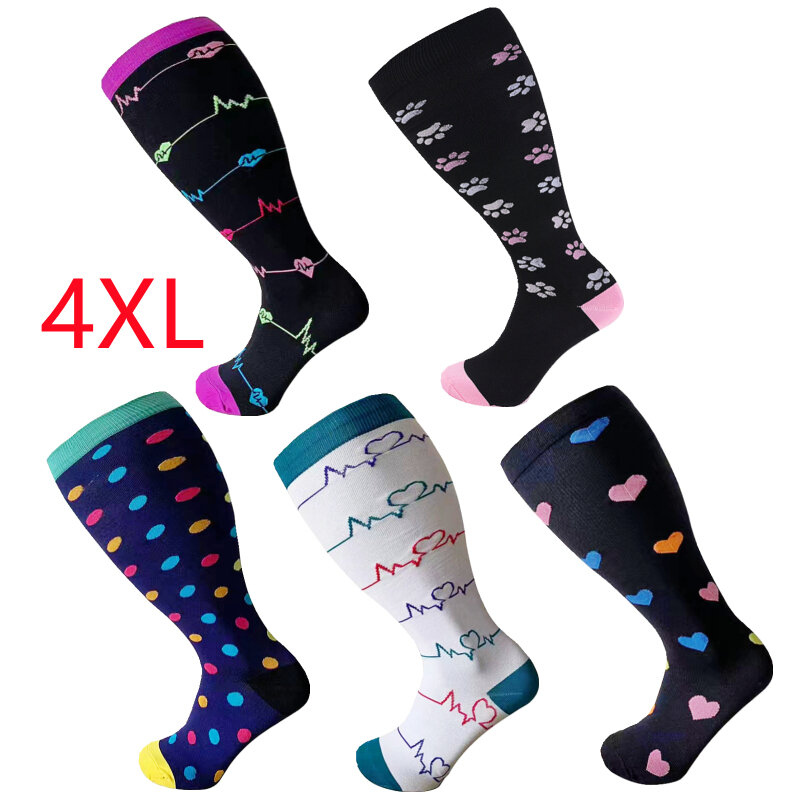 3/5 Pairs Compression Socks Varicose Veins Knee High Sock Anti Fatigue Pain Relief Sportrs Compression Socks Travel Plus Size