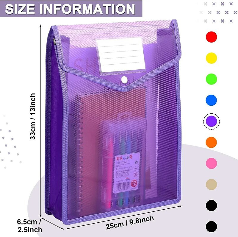 Расширенная папка для файлов в стиле конверта, кошелек для хранения с пряжкой и карманом, размеры A4 и A5, прозрачная водонепроницаемая сумка для файлов