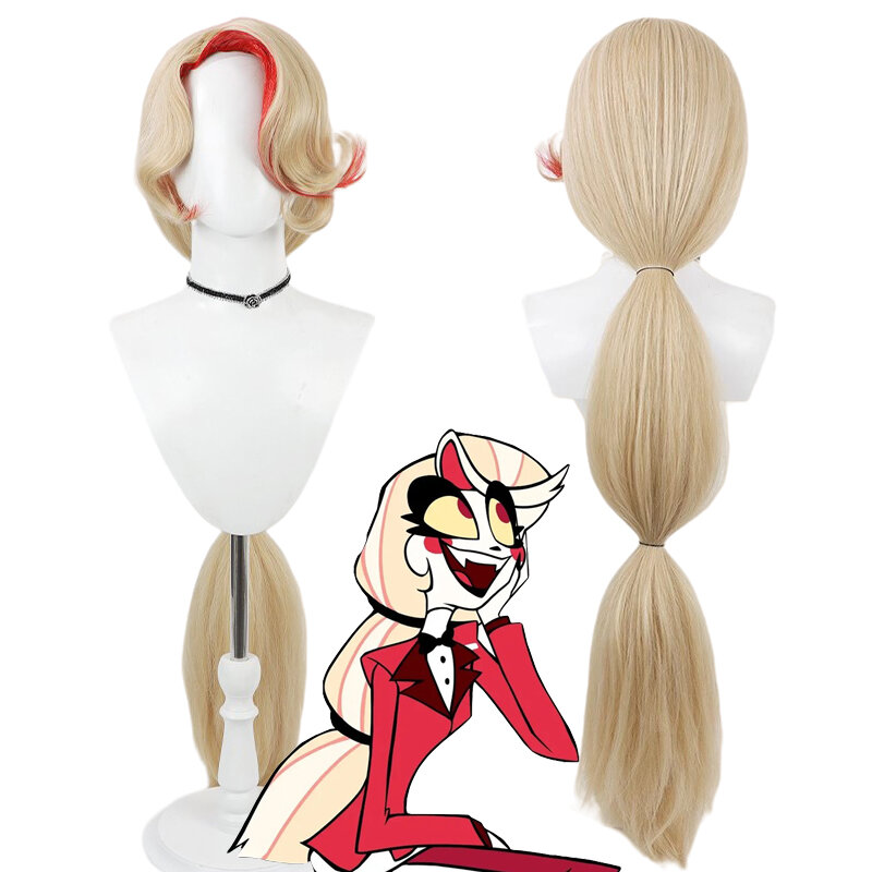 Anime Charlie Morningstar peruka do cosplay dziewczyna blond długie włosy żaroodporne włosy syntetyczne peruka czapka Masquerade Halloween Prop
