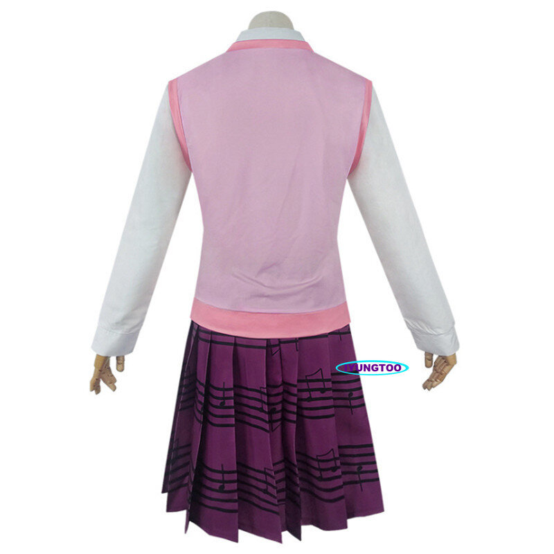 Danganronpa V3 kaade Akamatsu disfraces de Cosplay para mujer, vestidos de Anime, camisa, chaleco, falda, calcetines, uniforme escolar JK para niña