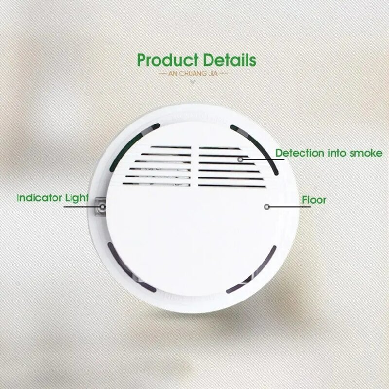 1pcs Smoke Detector Fire Detector Alarm Sensitive Photoelectric Independent Fire Smoke Sensor For Home Office Shop Home