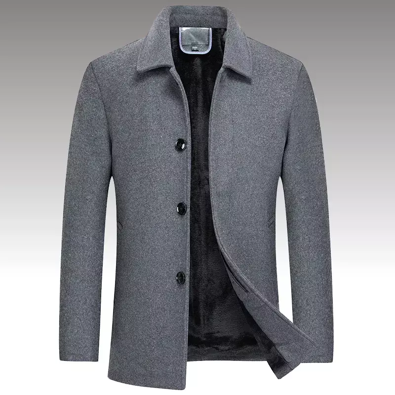 Зимняя мужская шерстяная куртка на молнии, приталенные плотные теплые тренчи, куртки, деловые повседневные шерстяные куртки с флисовой подкладкой, Мужская одежда, пальто