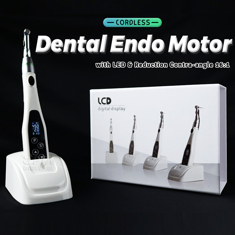 SPTA Dental Endo Motor Cordless LED 16:1  Contra Angle With Reduction Head Low Speed Handpiece Dentistry Endodoncia Treatment