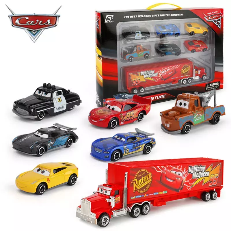 6-7 Stks/set Disney Pixar Auto 3 Bliksem Mcqueen Oom Truck Jackson Storm 1:55 Diecast Metalen Automodel Speelgoed Kids Boy Xmas Cadeau