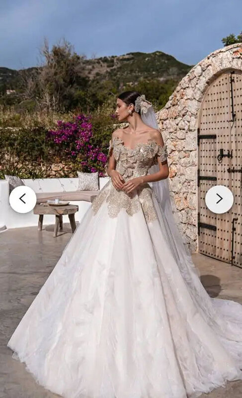 Gaun pernikahan sederhana gaun pengantin wanita garis A elegan bahu terbuka renda applique gaun pengantin Formal Backless 2024 Vestidos kustom