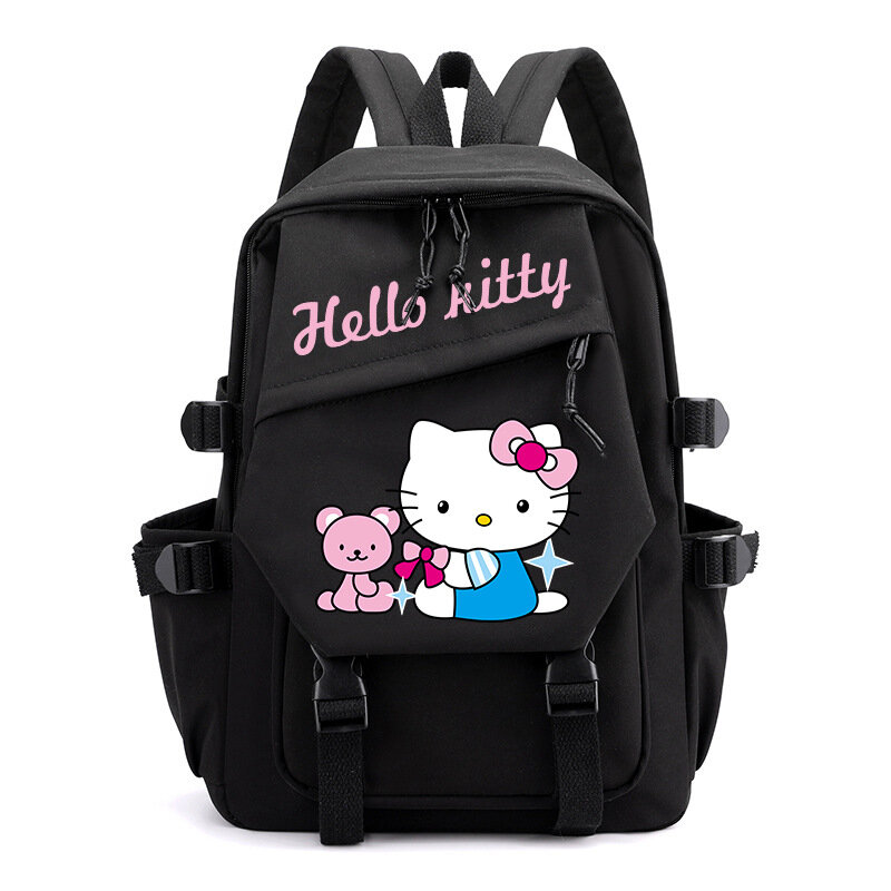 Sanrio Olá Kitty Heat Transfer Patch Impresso Mochila Leve, bonito Cartoon Student Schoolbag, mochila de lona para computador, novo