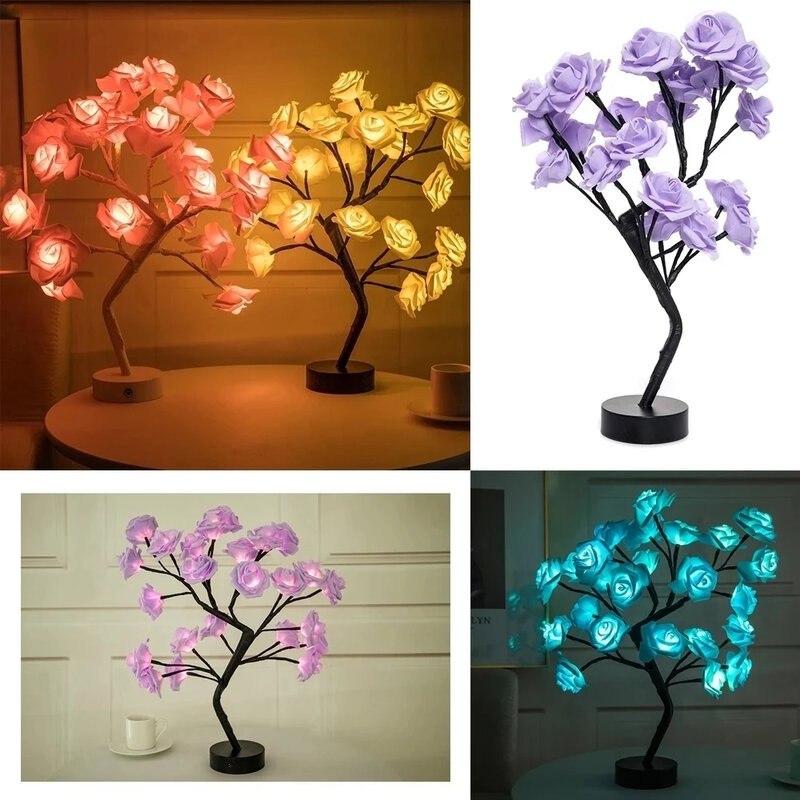 Róża LED lampa stół w kształcie kwiatu USB choinka lampki lampki nocne na przyjęcie domowe dekoracja sypialnia ślubna prezent na dzień matki