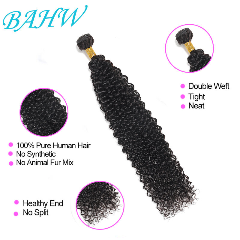 Bahw Malaysian Kinky Krullend Haar Bundels 100% Menselijk Haar Weave 1/2/3 Bundels Natuurlijke Zwarte Krullende Maagdelijke Haarverlenging Voor Vrouwen
