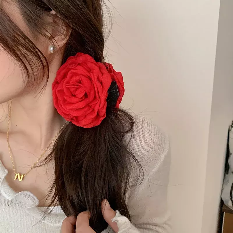 Fashion Large Rose Hair Claw Women Girls Sweet Ponytail Holder Crab Clips Clamps Barrettes Hairpins Hair Accessories Headwear