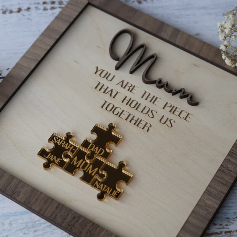 Custom Names Metal Puzzles Wood Craft Personalized Mothers Day Gift Puzzle Gift