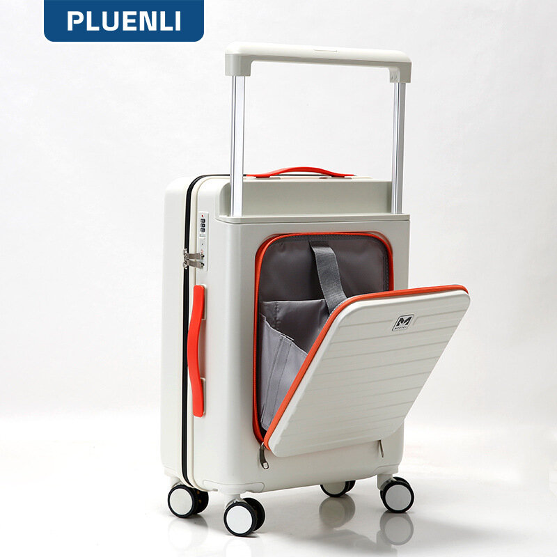 PLUENLI nuovo bagaglio multifunzionale Trolley ruota universale valigia coperchio aperto anteriore Password valigia borsa d'imbarco