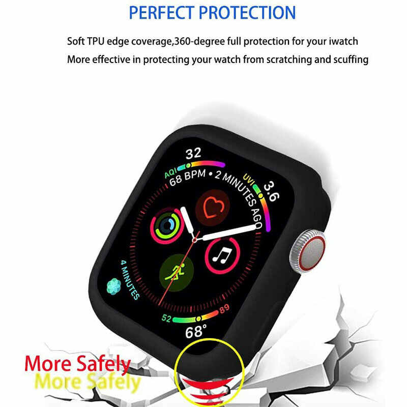 Zachte Siliconen Hoes Voor Apple Watch Serie 8/7/6/5/4/3/Se 42Mm 38Mm 40 44Mm Bescherming Shell Smartwatch Cover Iwatch 9 45Mm 41Mm