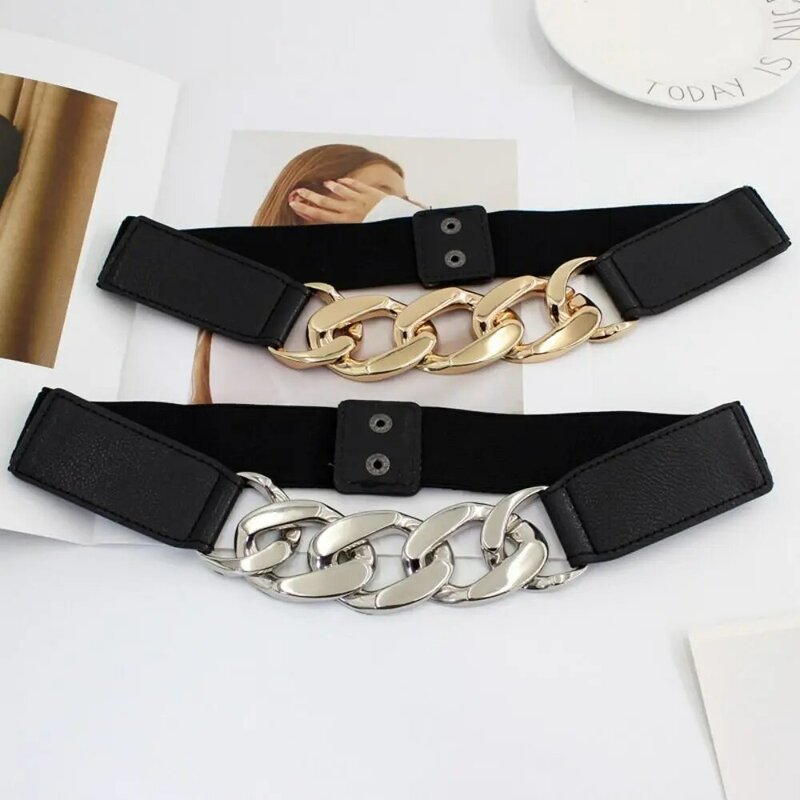 Cinturón de cadena de Metal elástico para mujer, cinturón de moda, abrigo, vestido, pretina