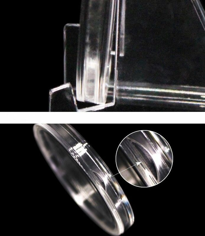 20 buah/lot 16-46mm wadah koleksi kapsul tampilan tempat koin plastik bening transparan kotak pelindung cincin bulat