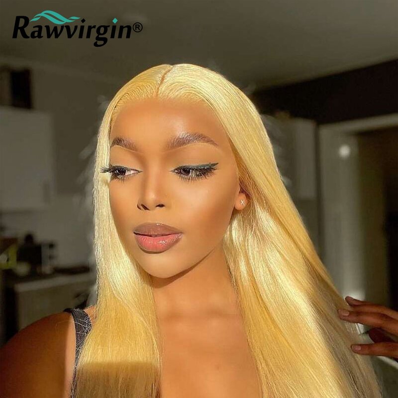 Rawvirgin Long 13x4 HD Transparent Lace Frontal Wig Human Hair Blonde Straight Wigs for Black Women Pre Plucked Lace Wigs