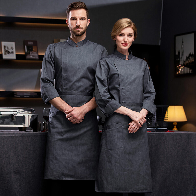 Chaqueta de Chef de cocina para hombre y mujer, ropa de trabajo, uniforme, accesorios de restaurante, abrigo de Chef