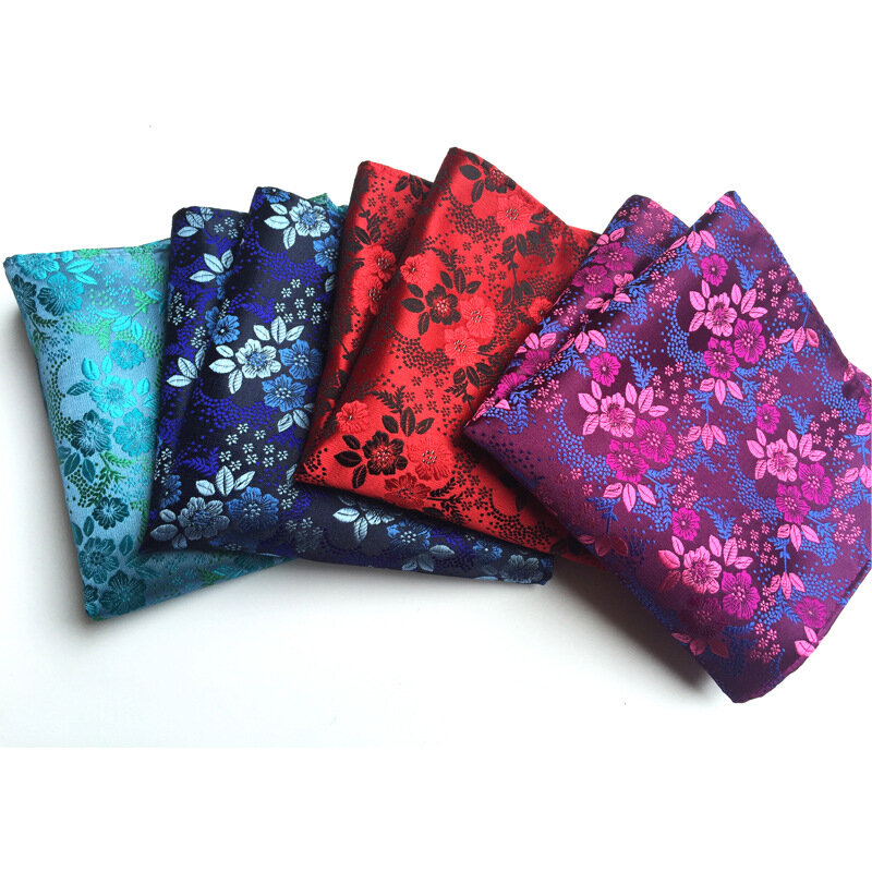 Fashion 25*25CM Polyester Plum Blossom Handkerchief Pocket Square for Man Party Casual Business Suit Accessories Wholesale