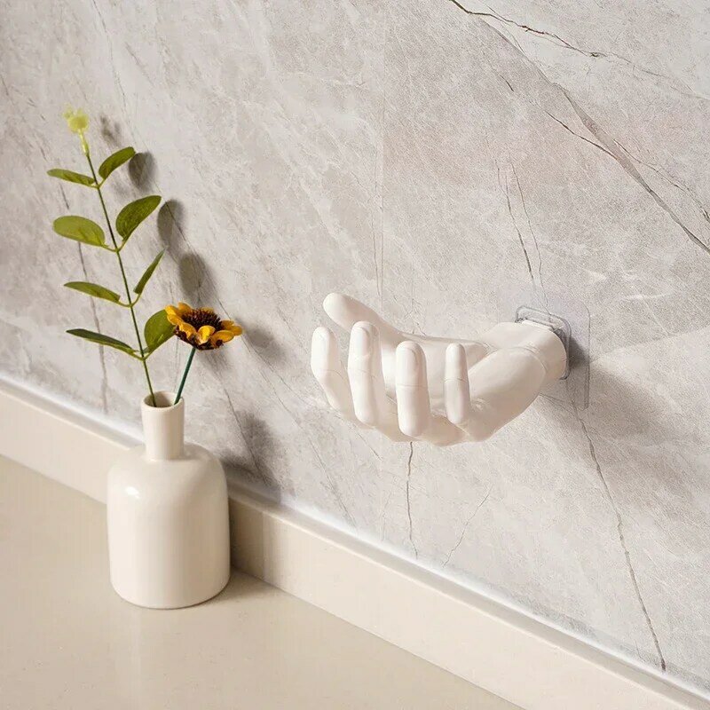 1PCS Hand-shaped Wall-mounted Hooks Home Wall Storage Key Hooks Bathroom Soap Toiletries Earphone Hooks Shelf