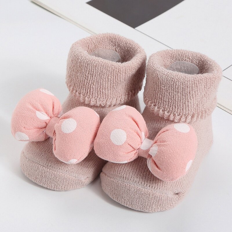 0-12M Sweet Newborn Toddler Bow Baby Socks Cartoon Animal Baby Anti-slip Infant Socks Cute Toddler Girl Winter Warm Floor Socks