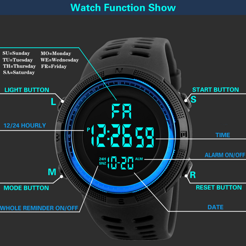 Мужские водонепроницаемые часы с будильником-модный и красивый дизайн, идеальный подарок для студентов и профессионалов