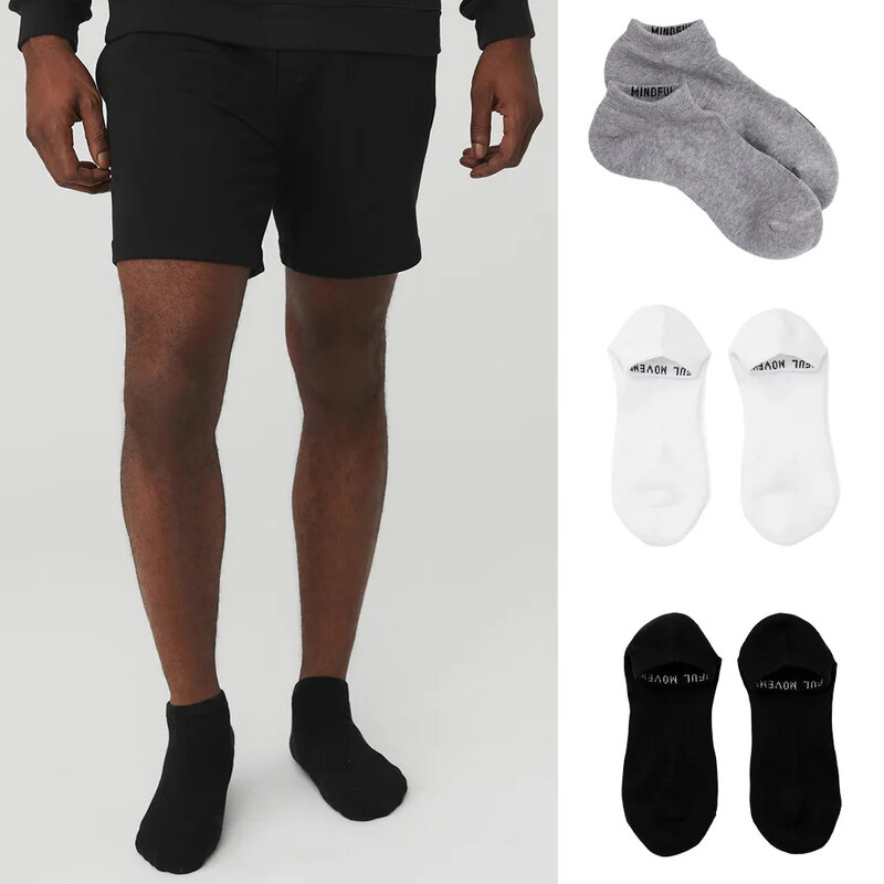 Calcetines deportivos de algodón para Yoga, medias cortas cómodas y transpirables de Color sólido, Unisex