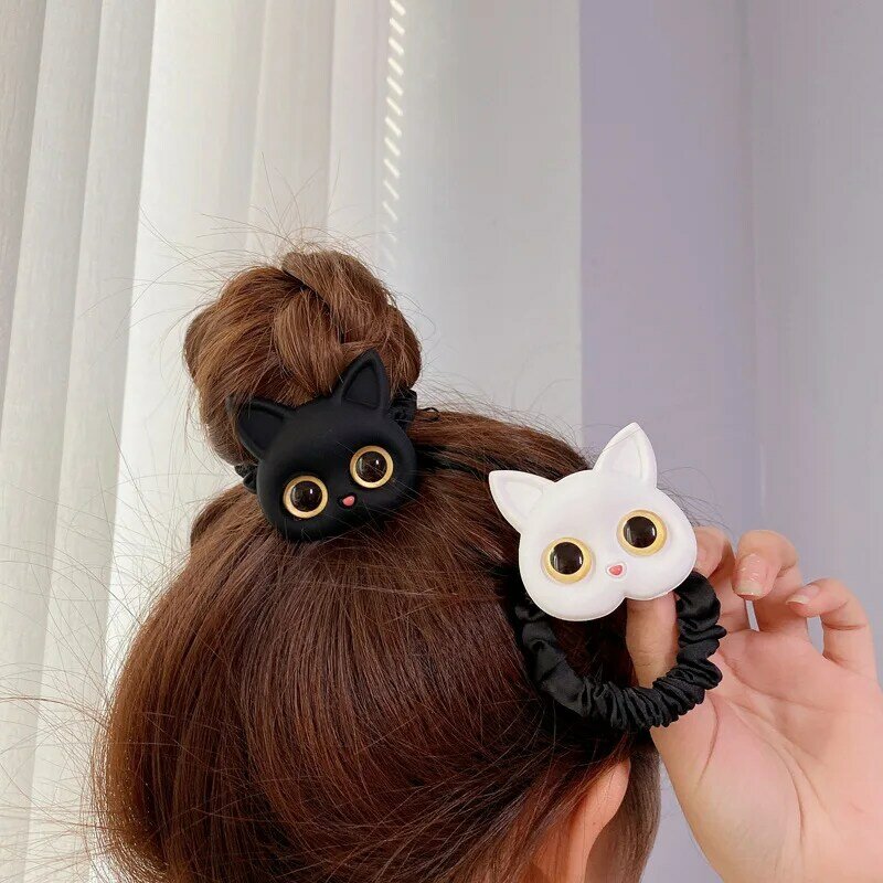 Fashion Cartoon Animal Face Hairband Cute Big Eyes Rabbit Cat corda elastica per le donne bambini ragazza copricapo accessori per capelli