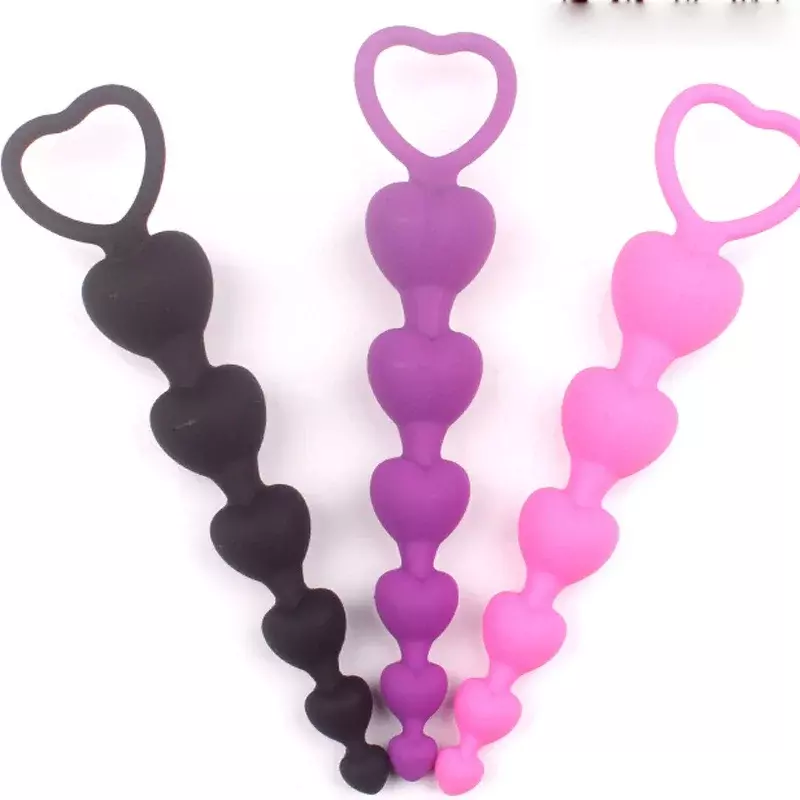 Silicone Heart Beads Soft Anal Plug Balls G-Spot Massager Stimulating Butt Plugs Adult Product Anus Sex Toys for Female Male