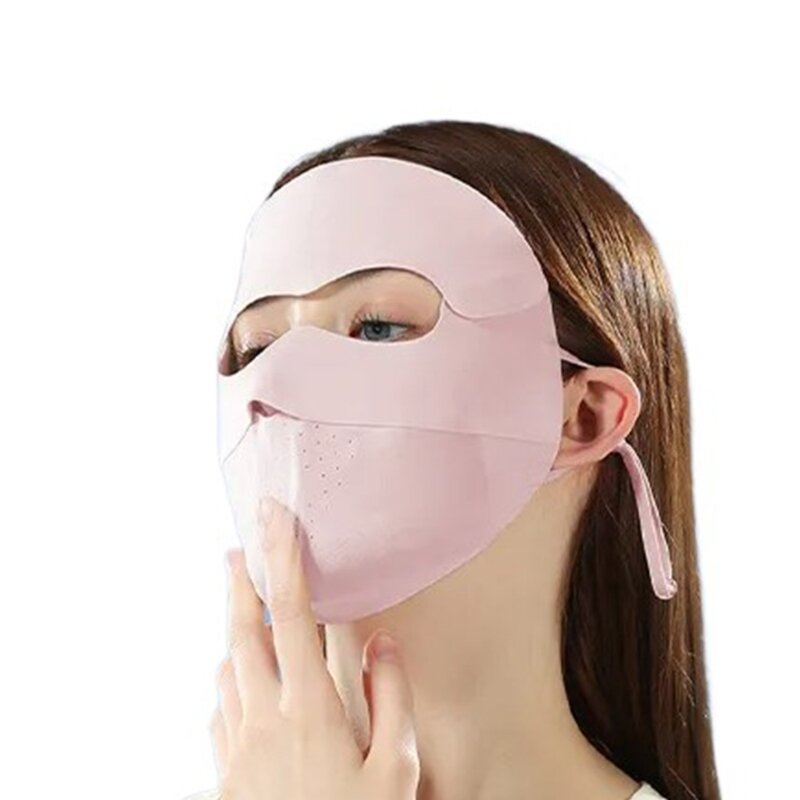 95AB Maschera rinfrescante per protezione solare per viso per ragazze Copertura per viso per attività estive all'aperto