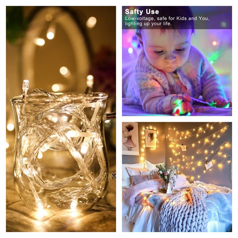1/2/4/10M Fairy Light String LED Lights Garlands Battery-operated Festoon Christmas Decoration Wedding Party New year's Decor
