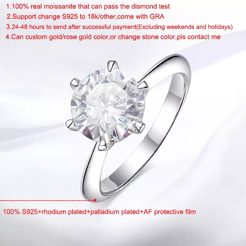 Smyoue GRA Bersertifikat 1-5CT Cincin Moissanite VVS1 Lab Berlian Solitaire Cincin untuk Wanita Janji Pertunangan Pernikahan Band Perhiasan