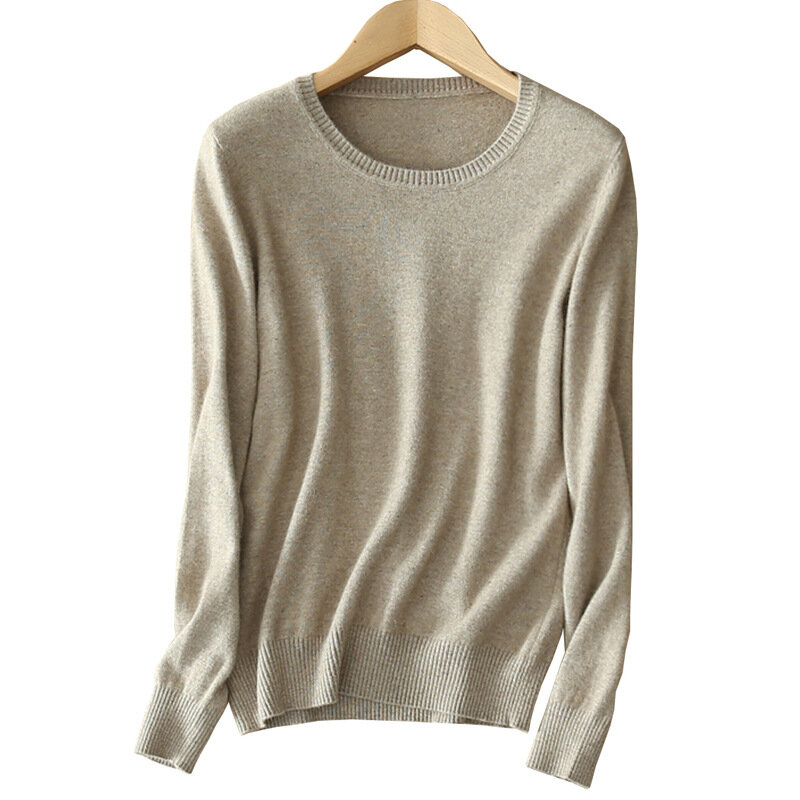 Suéter de punto de cuello redondo para mujer, ropa de primavera, otoño e invierno, ajustado, talla corta, grande, 2024