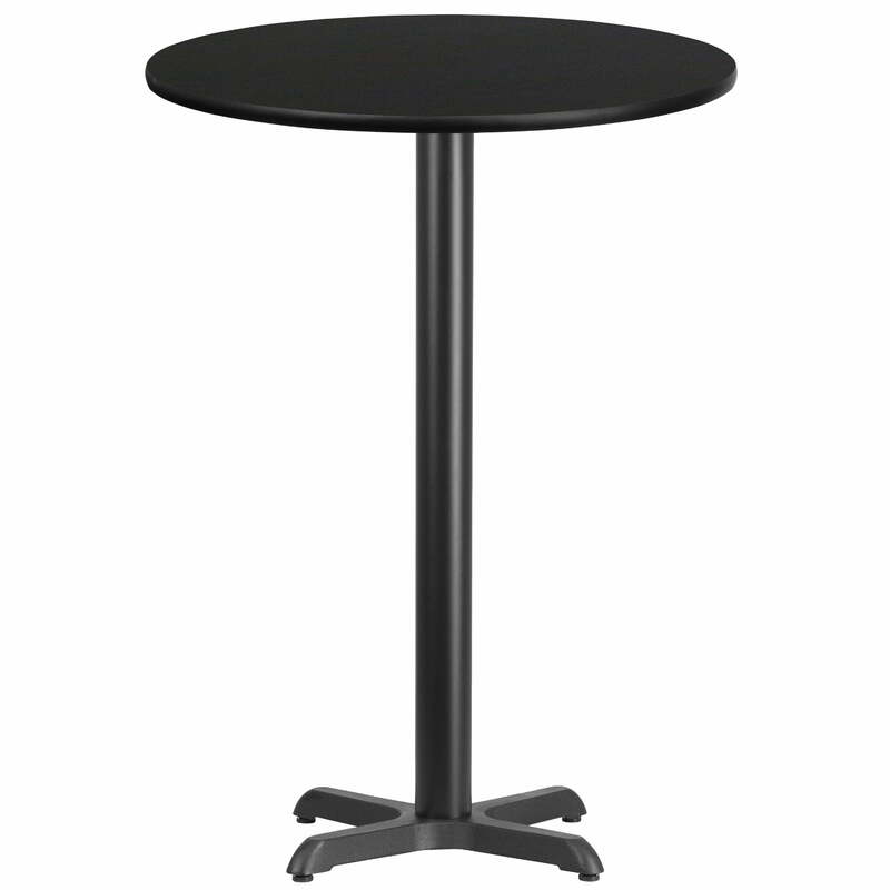 라운드 블랙 라미네이트 탑 바 테이블, 주방 카운터 높이 식탁, 비스트로 펍 칵테일 테이블, 30 인치