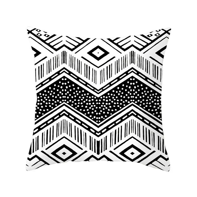 Geometrische Zwart-wit Patroon Kussenhoes 45X45 Woonkamer Decoratie Vierkante Kussensloop Bank Kussenhoes Kussenslopen