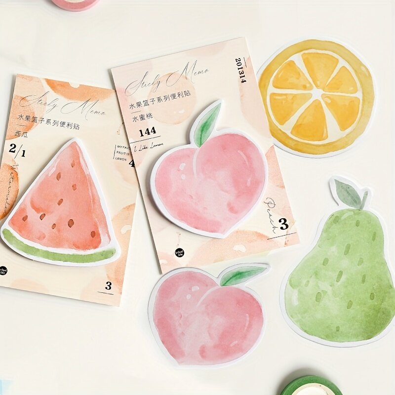 1 Sheet  Pear Peach Lemon Watermelon Memo Pad for Scrapbooking DIY Decorative Material Collage Journaling
