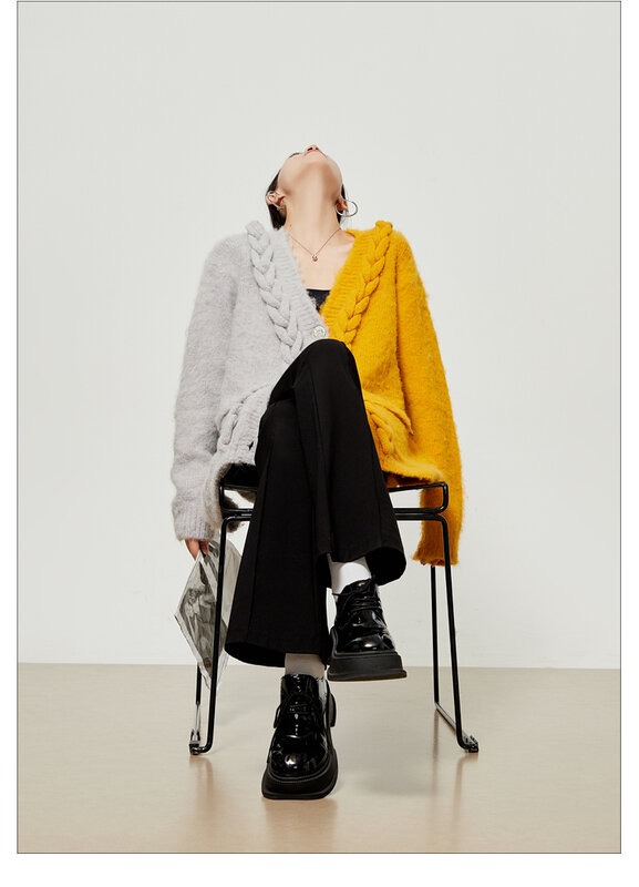 YYJO-Camisola de malha feminina, jaqueta solta exclusiva, design superior, casaco de sentimento, popular, ano, 2024