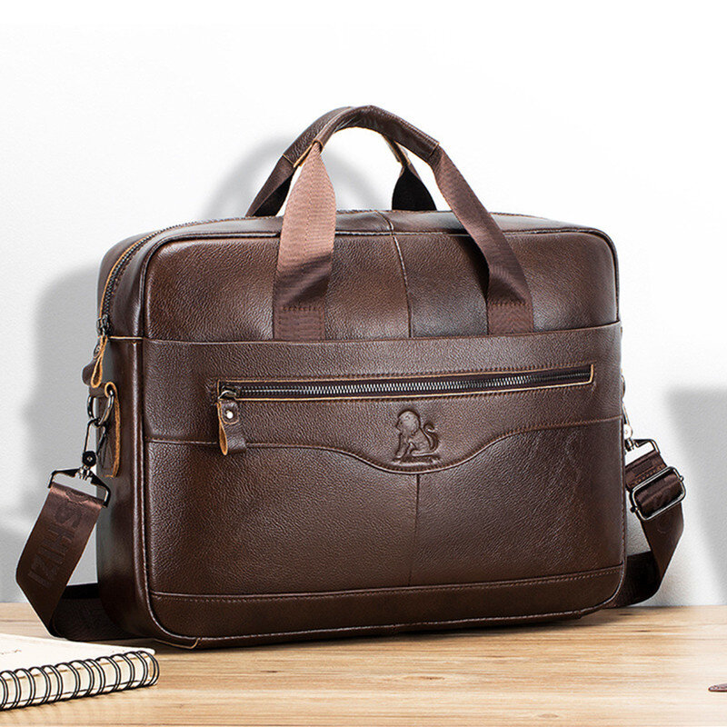 Business Genuine leather Men's Briefcase Bag Luxury Handbag High Capacity Shoulder Messenger Bag 15.6 inches Male Laptop Bag