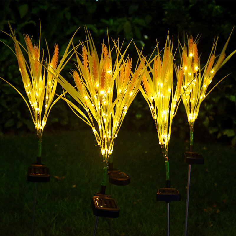 Outdoor LED Solar trigo orelha lâmpada, impermeável decoração do jardim, pátio lâmpada, fada simulação gramado, lâmpada de Natal, 2pcs