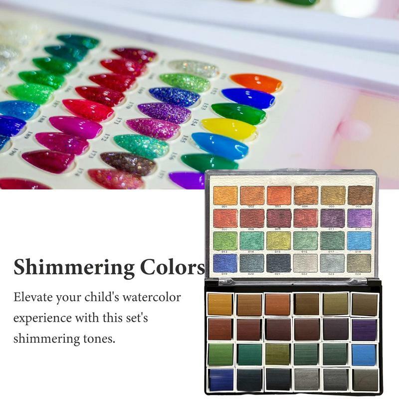 Glitter Color Paint Set para Desenho Pintura, Acessórios para Nail Art Crafts, Aula DIY Ensino, cores brilhantes, 24