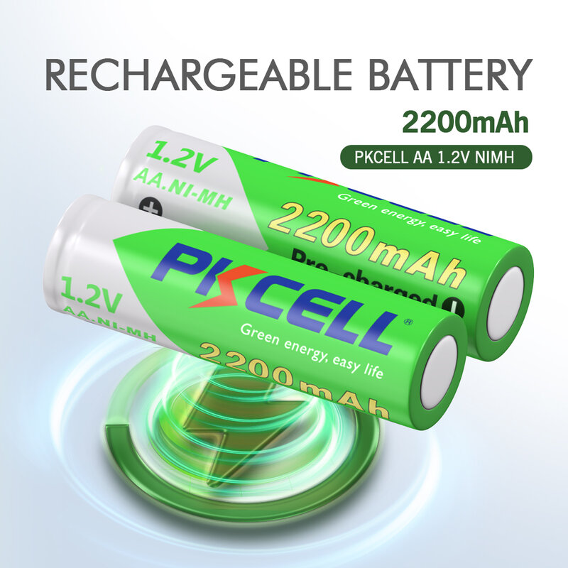 8 buah baterai isi ulang AA 2200mAh 1.2V NIMH 2A AA baterai LSD yang telah diisi ulang dan kotak baterai 2PC untuk mikrofon Jam LED
