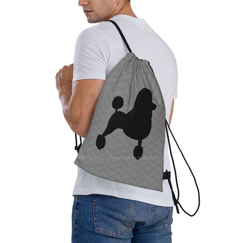 Schwarzer Standard Pudel Silhouette Rucksack für Schüler Schule Laptop Reisetasche schwarzer Pudel schwarzer Standard Pudel Haustiere Tiere