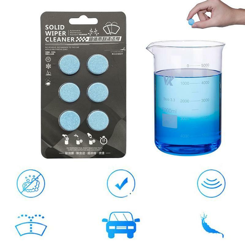 Concentrated Washer Fluid 6pcs Remove Glass Stains Concentrated Effervescent Wiper Tablet Removes Glass Stains For Glass