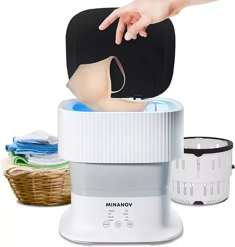MINANOV Mini Portable Washing Machine Automatic Foldable Washing machine with Blue Light